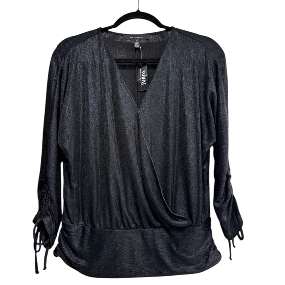 WHBM Metallic Surplice Top NWT - Picture 9 of 14